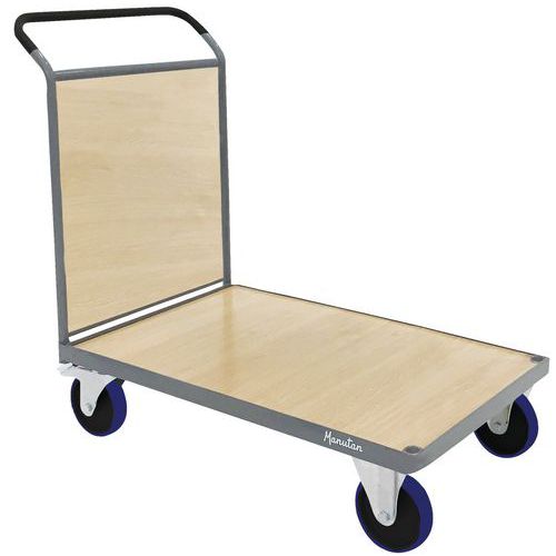 Carrello con sponda in legno 1080x613mm - 400kg - Ruote in gomma,