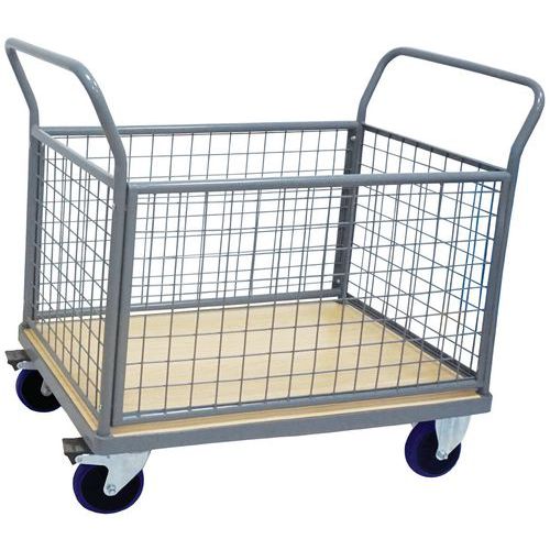 Carrello 4 sponde a griglia 1146x613 mm - Ruote in gomma,