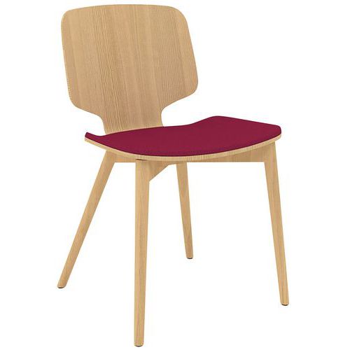 Sedia Code piede in legno naturale frassino/seduta fucsia,