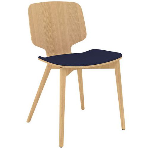 Sedia Code piede in legno naturale frassino/seduta blu,