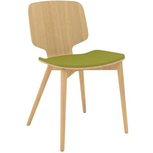 Sedia Code piede in legno naturale frassino/seduta verde,