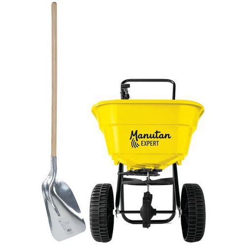 Kit: carrello spargisale in plastica 30L+pala neve alluminio,