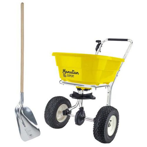 Kit: carrello spargisale pneumatico 40L+pala neve alluminio,