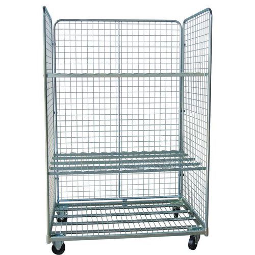 Roll-container maxi 3 lati in maglia 2 ripiani 720x800x1800,