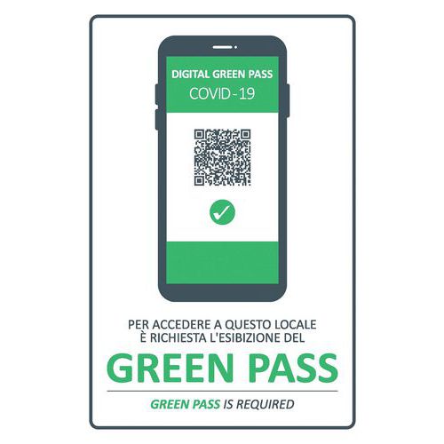 Cartello alluminio Green Pass 200X300MM,