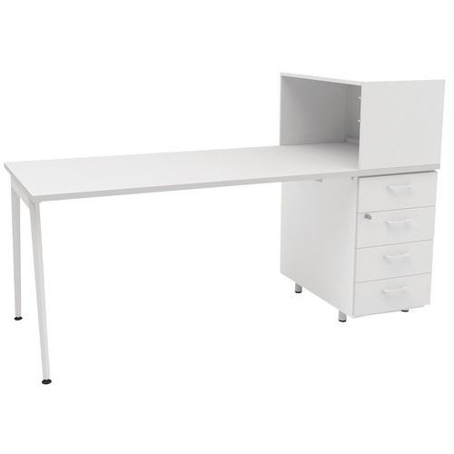 Scrivania Home Office+mobile dx L 100 cm bianco/bianco Ara,