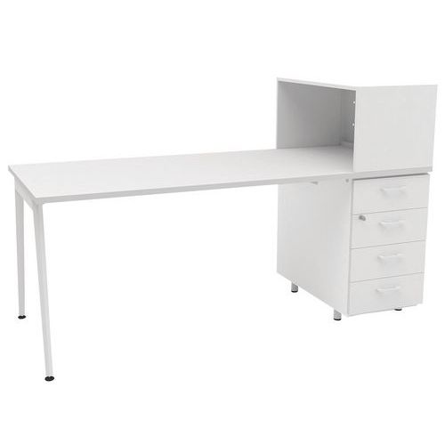 Scrivania Home Office+mobile dx L 160 cm bianco/bianco Ara,
