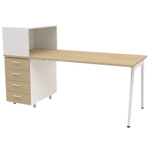 Scrivania Home Office+mobile sx L 100 cm rovere/bianco Ara,