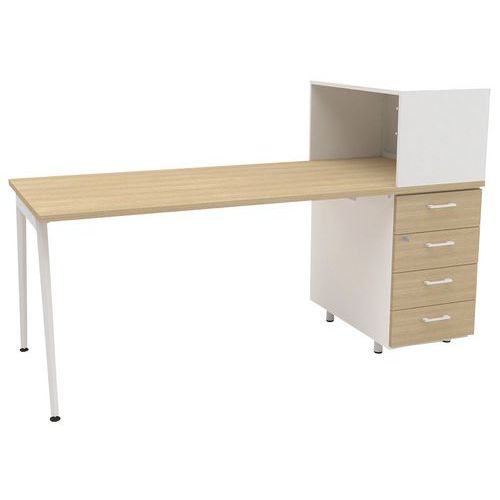 Scrivania Home Office+mobile dx L 120 cm rovere/bianco Ara,
