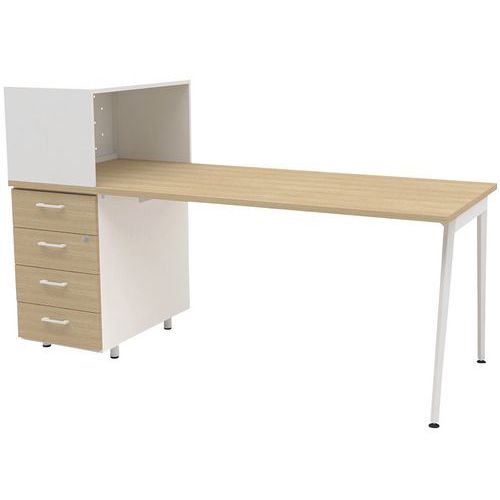 Scrivania Home Office+mobile sx L 120 cm rovere/bianco Ara,