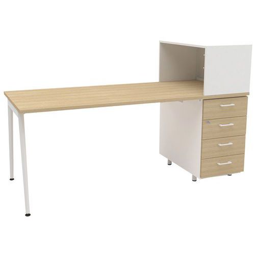 Scrivania Home Office+mobile dx L 140 cm rovere/bianco Ara,