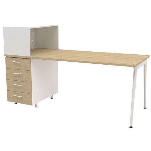 Scrivania Home Office+mobile sx L140 cm rovere/bianco Ara,