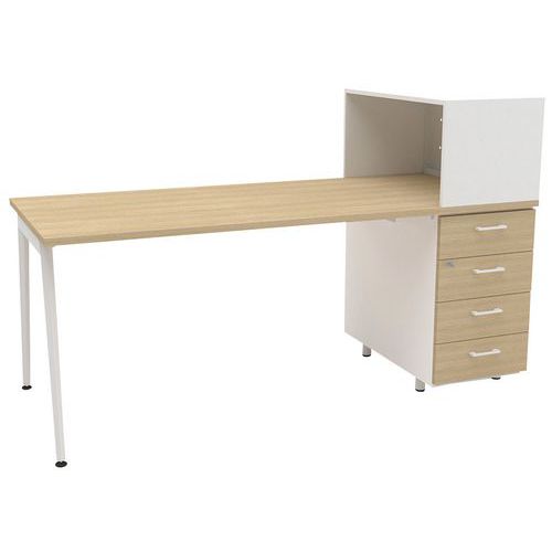 Scrivania Home Office+mobile dx L 160 cm rovere/bianco Ara,
