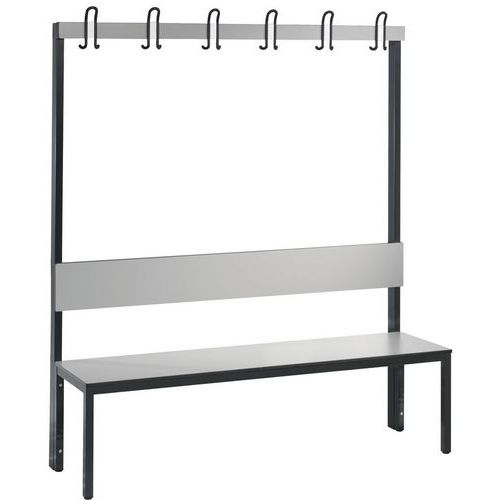 Panca con appendini e schienale Basic Plus argento L 1500,