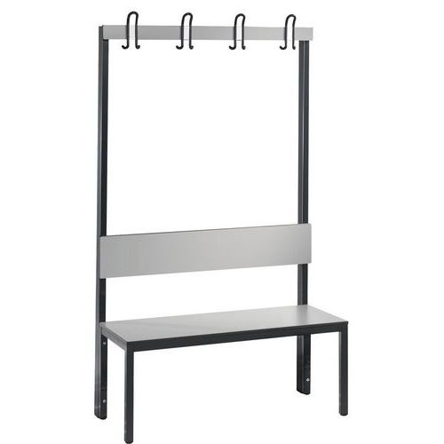 Panca con appendini e schienale Basic Plus argento L 1000,