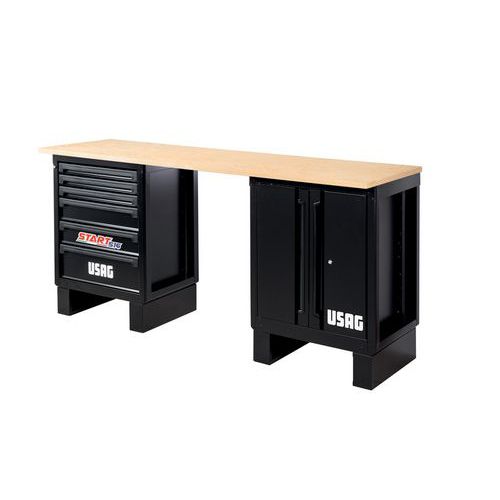 Banco da lavoro con pianale in legno,