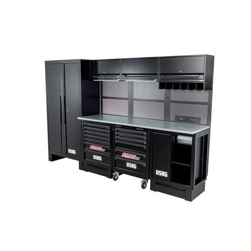 Postazione per officina con pianale in acciaio,