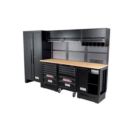 Postazione per officina con pianale in legno,