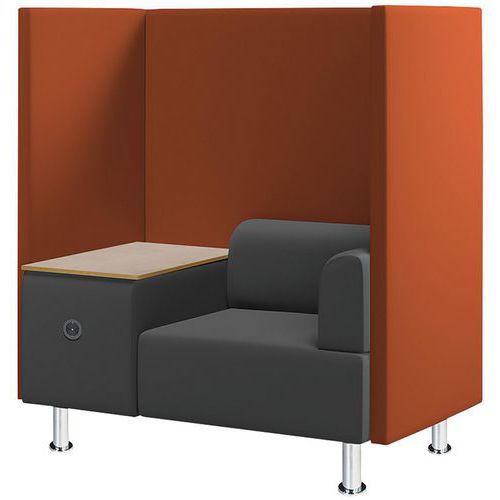 Poltrona fonoassorbente 1 posto +ripiano/presa eur arancione,