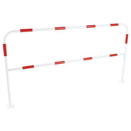 Barriera sicurezza con piastra Ø 38mm lungh. 2m bianca/rossa,