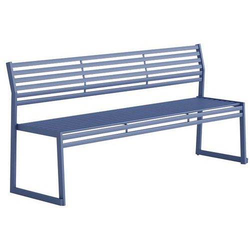 Panca con schienale in acciaio galvanizzato blu-L: 180 cm,