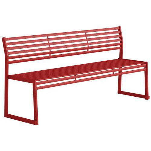 Panca con schienale in acciaio galvanizzato rosso-L: 180 cm,