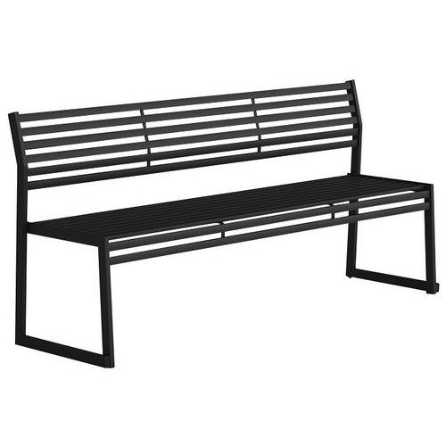 Panca con schienale in acciaio galvanizzato nero-L: 180 cm,
