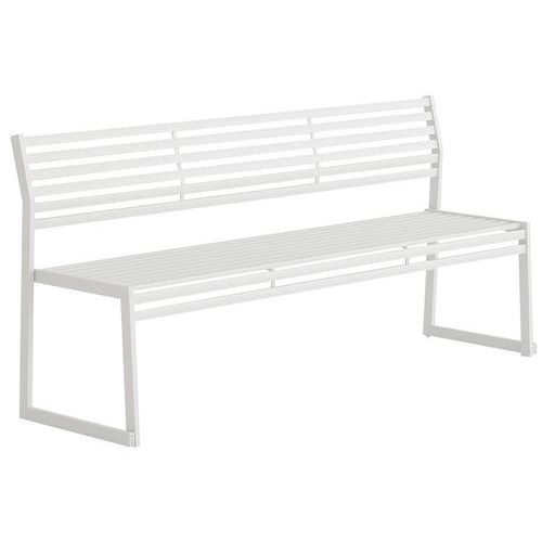 Panca con schienale in acciaio galvanizzato bianco-L: 180 cm,