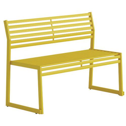 Panca con schienale in acciaio galvanizzato giallo-L: 120 cm,