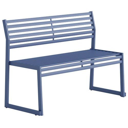 Panca con schienale in acciaio galvanizzato blu-L: 120 cm,