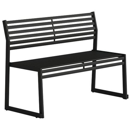 Panca con schienale in acciaio galvanizzato nero-L: 120 cm,