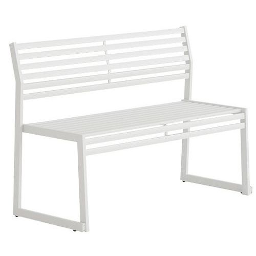 Panca con schienale in acciaio galvanizzato bianco-L: 120 cm,