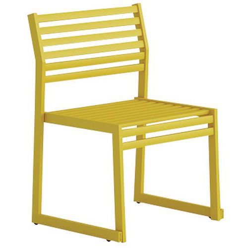 Panca con schienale in acciaio galvanizzato giallo-L: 60 cm,