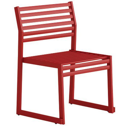 Panca con schienale in acciaio galvanizzato rosso-L: 60 cm,