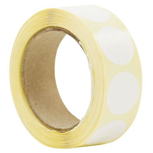 Dischetto adesivo rimovibile in rotolo bianco - Manutan,