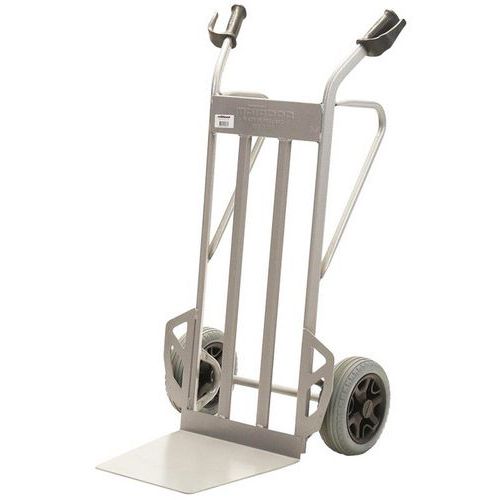 Carrello in acciaio - Ruote antiforatura - Pala fissa - Portata 350 kg,