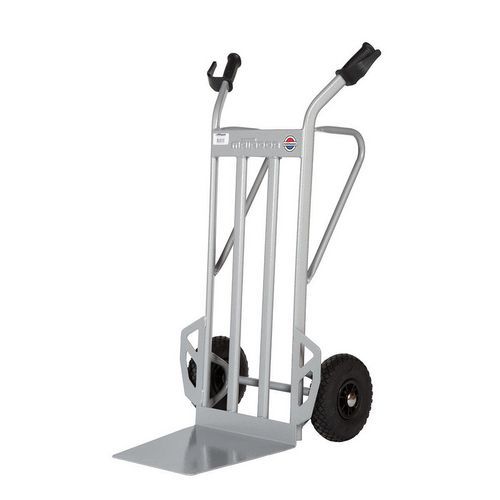 Carrello in acciaio - Ruote pneumatiche - Pala fissa - Portata 350 kg,