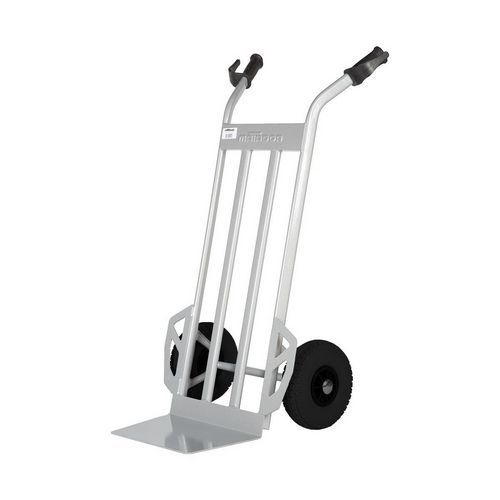 Carrello in acciaio con sponda sollevata - Ruote pneumatiche - Portata 350 kg,
