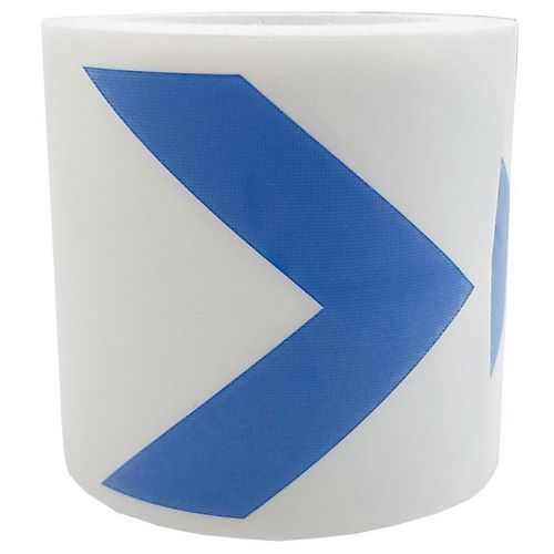 Segnaletica per porta vetrata - Freccia tratteggiata blu,