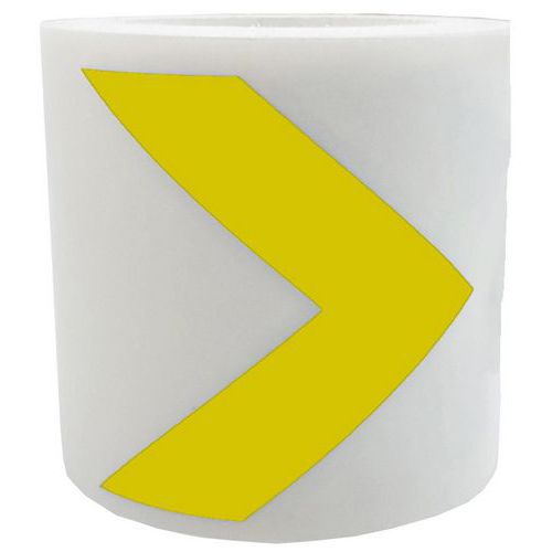 Segnaletica per porta vetrata - Freccia tratteggiata gialla,