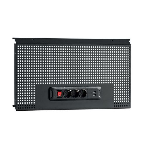 Pannello forato portautensili con prese,