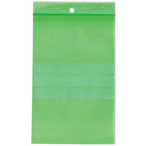 Sacchetti con zip mat ricicl-Verde 50 µm-150x100mm-Manutan,