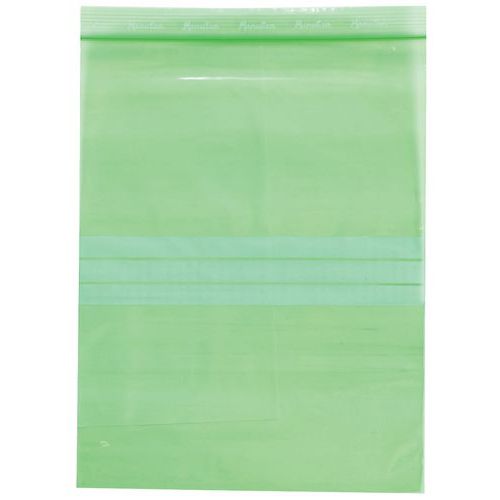 Sacchetti con zip mat ricicl-Verde 50 µm-230x160mm-Manutan,