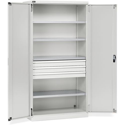 Armadio ad ante Perform cassetti - 1023x555x2000 - Grigio chiaro,