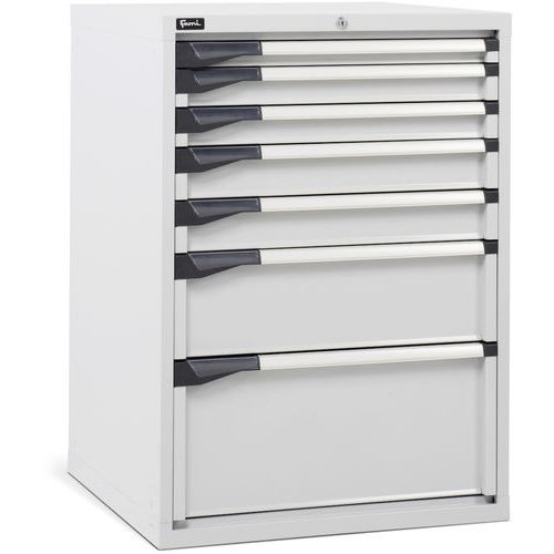 Cassettiera - 714x726x1000 mm - Grigio chiaro - 7 cassetti,