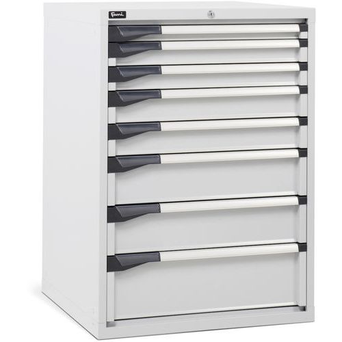 Cassettiera - 714x726x1000 mm - Grigio chiaro - 8 cassetti,