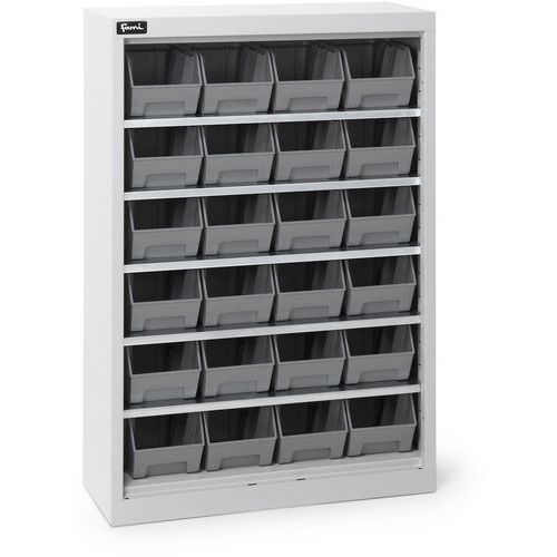 Armadio contenitore a becco - 700x267x1001 mm - Grigio chiaro - 24 contenitori,