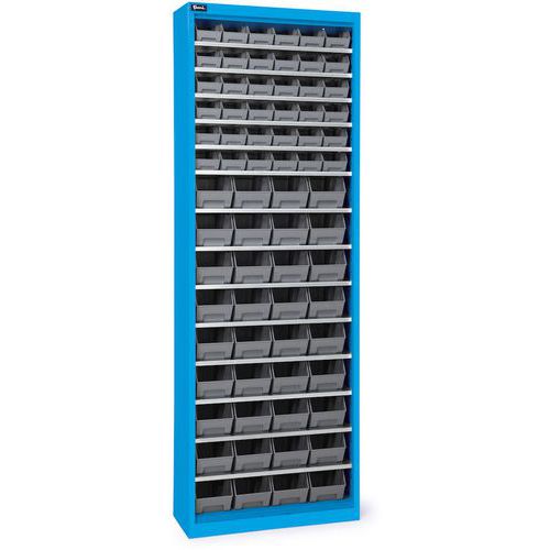 Armadio contenitore a becco - 700x267x1996 mm - Blu - 72 contenitori,