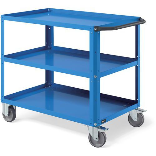 Carrello a scaffali con piano in acciaio - 1028x615x846 mm - Blu,