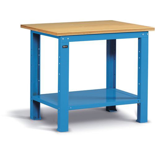 Banco da lavoro con piano in legno - 1024x750x882 mm - Blu,